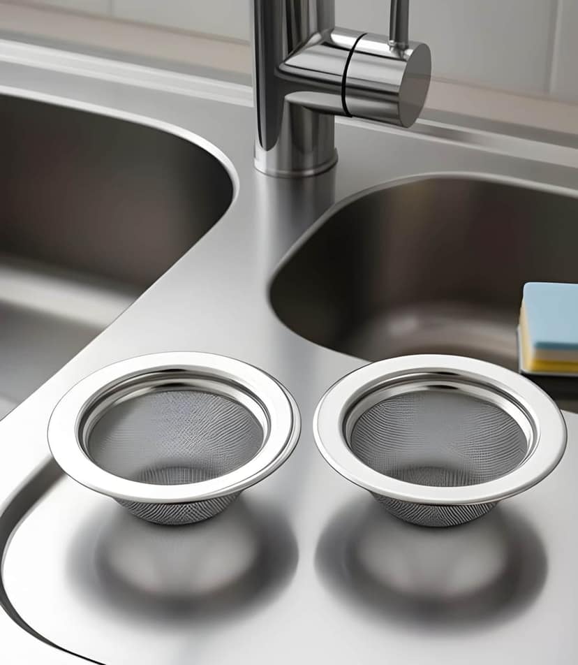 Heavy Duty Round Stainless Steel Sink Strainer Jali | Kitchen Sink Drain Basket Filter & Stopper | Stainless Steel Basin Waste Strainer | Anti-Clog Drain Filter for Kitchen Sink & Wash Basin-2 Pack (Original)
