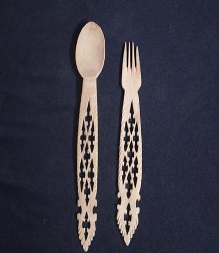 Handcrafted Decorative Wooden Fork with Intricate Carvings view 2