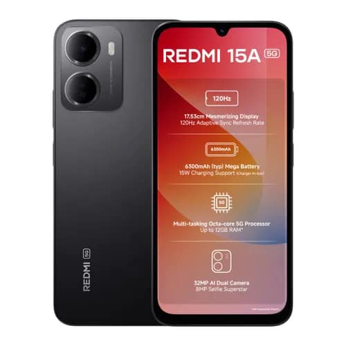 REDMI 15A (Ace Black, 6GB RAM, 128GB Storage)