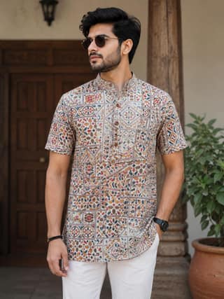Panjabi Ajrak Print-Half Sleeve-42