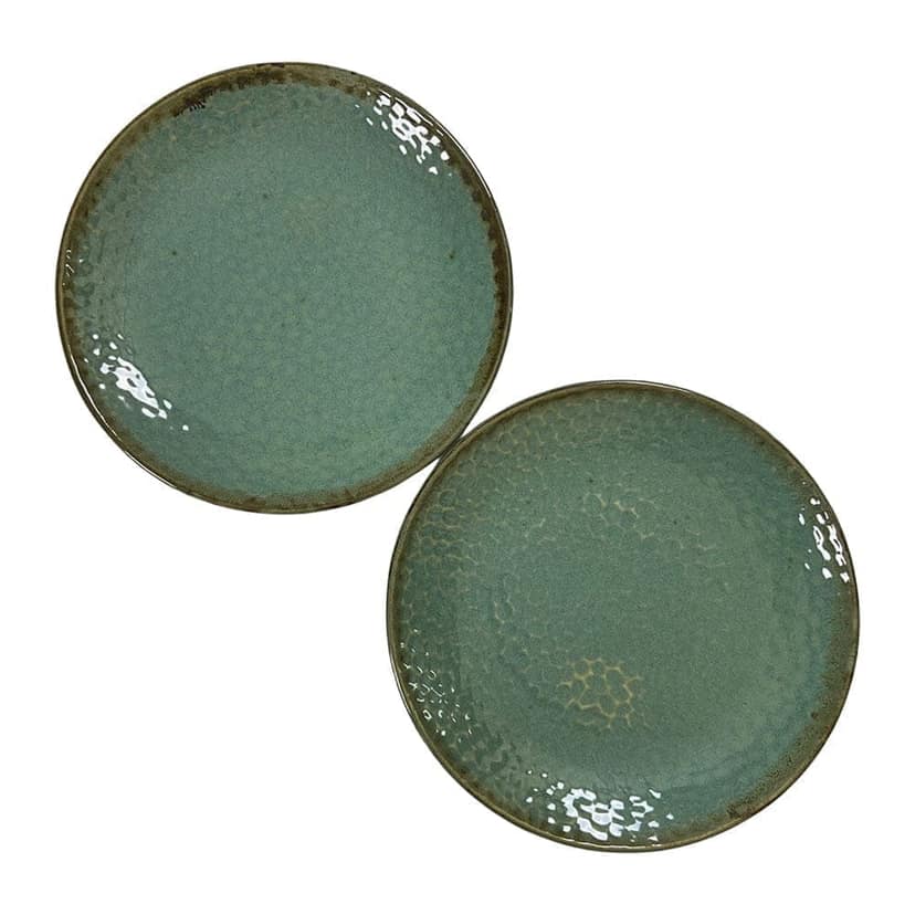 Ceramic Dining Sea Green Hammered Pattern Ceramic 10.2 Inches Dinner Plates Set of 2 view 2
