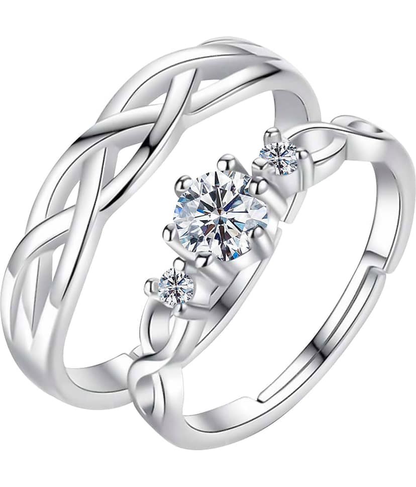 Adjustable Some One Speical Antique Designe Shape Couple Ring Set For Valentines Silver Plated Couple Ring For Women And Men view 2