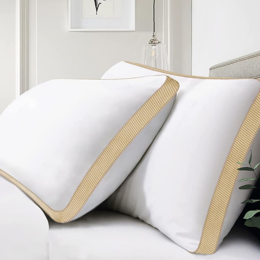 Homerz Set of 2 Gusset Pillow, 3D Conjugated Fiber Filled, Adequate Firmness and Support, 17 X 27 Inch Size, Conjugated Microfiber, White (Goldstar - 2 pc)