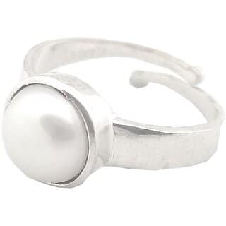 RS Jewellers Certified Moti 5.60 RATTI Bold Silver Ring for Men Women