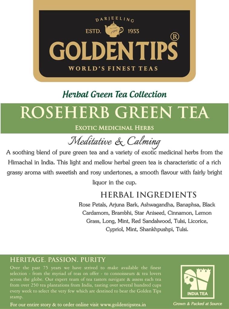 Golden Tips Darjeeling Loose Leaves Pure Rose herb Green Tea Brocade Bag (200 Gram -100 cups) view 2