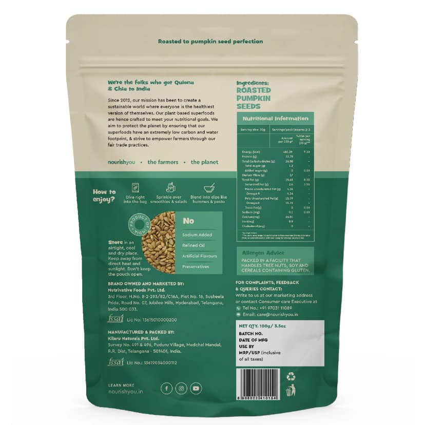 nourish you Organic Roasted Pumpkin Seeds view 2
