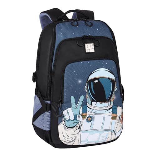 Gear Astronomer 19"/37L Large Water Resistant School Bag/College Bag/Casual 5 Compartment Backpack/Daypack/Travel 5 Compartment Backpack/Kids Bag for Boys/Girls (Black-Grey) Gear Astronomer 19"/37L Large Water Resistant School Bag/College Bag/Casual 5 Co view 2