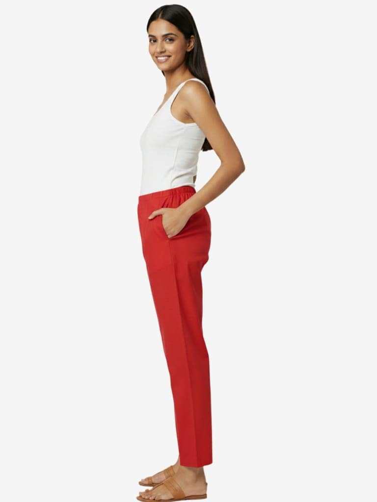 Women's Solid Cotton Trousers view 2