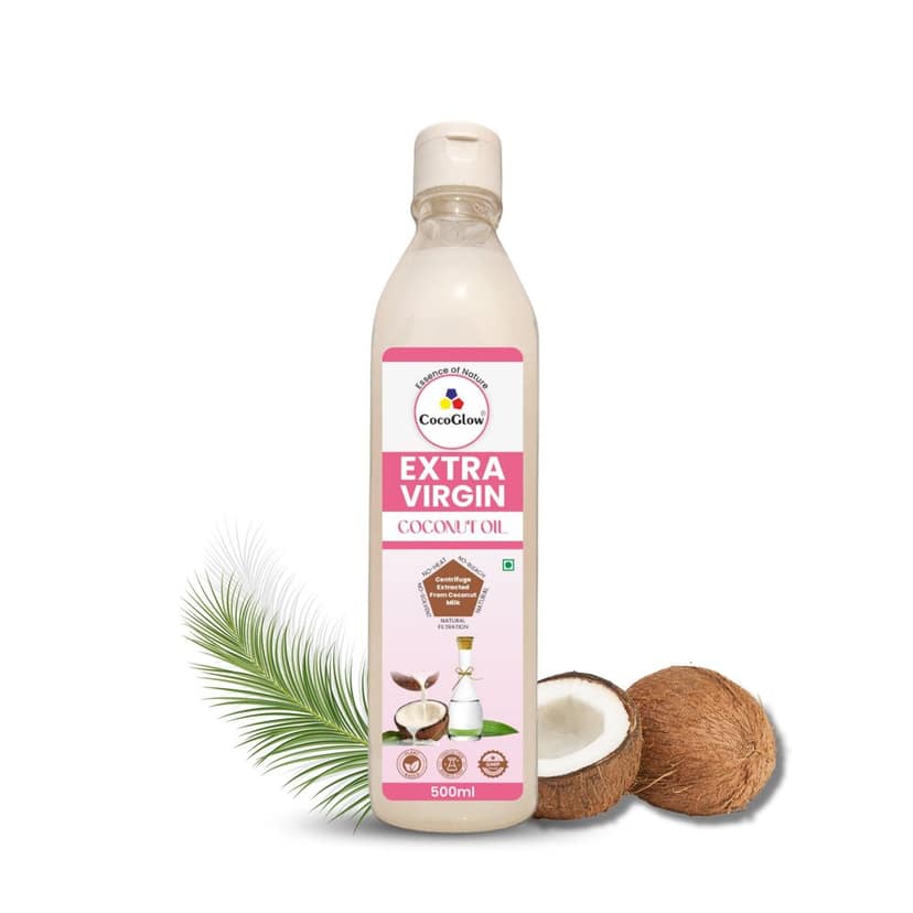 CocoGlow Virgin Coconut Oil |100% Pure | cold and wet pressed from fresh coconut milk | Chemical-Free | 60% MCT | Rich Aroma & Flavor of Fresh Coconuts | for RAW consumption , Massage , skin care Hair care , Multipurpose | 500 ml