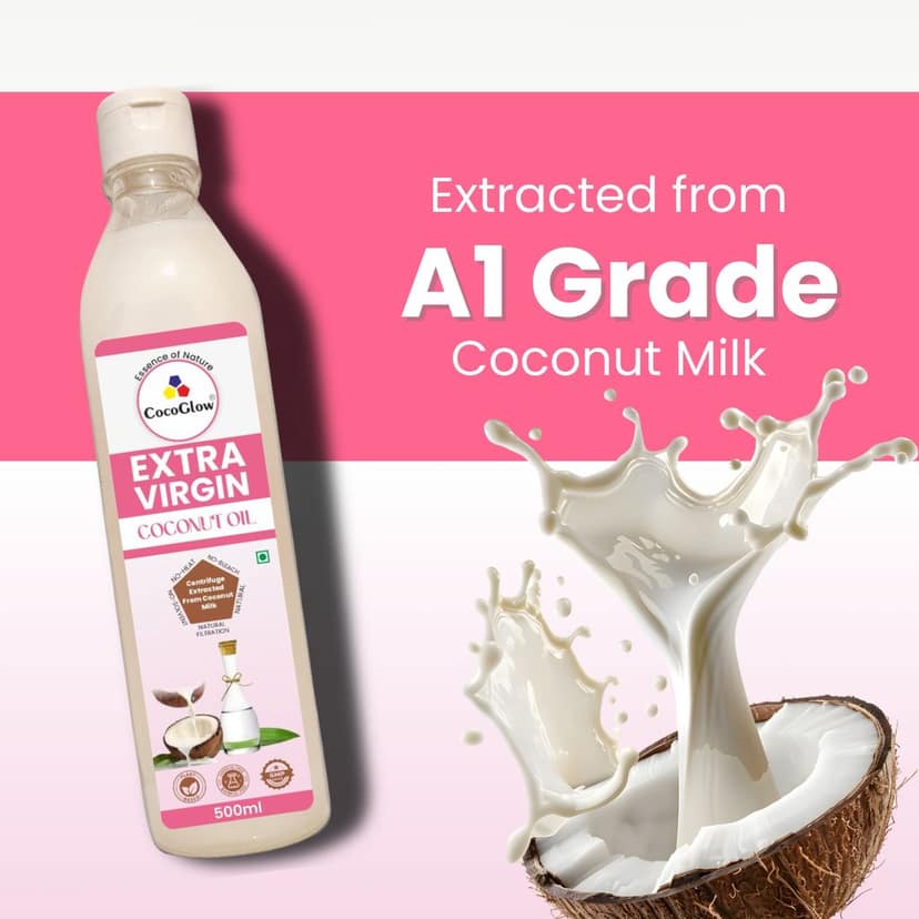 CocoGlow Virgin Coconut Oil |100% Pure | cold and wet pressed from fresh coconut milk | Chemical-Free | 60% MCT | Rich Aroma & Flavor of Fresh Coconuts | for RAW consumption , Massage , skin care Hair care , Multipurpose | 500 ml view 2
