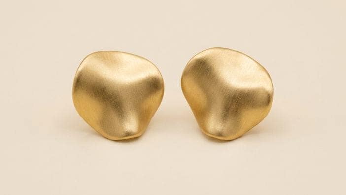 Brushed Gold Organic Disc Studs | Gold-Tone Anti-Tarnish Imitation Jewellery