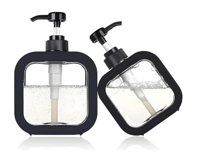 1 pcs Multipurpose Liquid Soap Refillable Plastic Dispenser Hand Wash, Dish Wash, Shampoo, Conditioner, Shower Gel Lotion for Bathroom and Kitchen 300ml (Pack of 1) (Black)
