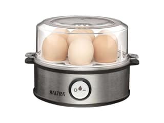 BALTRA Eggy Dlx 350W Instant Egg Boiler, Boils 7 Eggs at Once, 3 Boiling Modes, Stainless Steel Body with Poaching Tray & Heating Plate