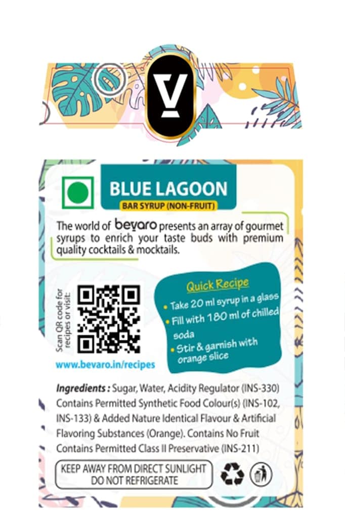 BEVARO Mint Mojito Syrup and Blue Lagoon Syrup Combo, 300ml each Blue Lagoon + Mint Mojito (600 ml, Pack of 2) view 2