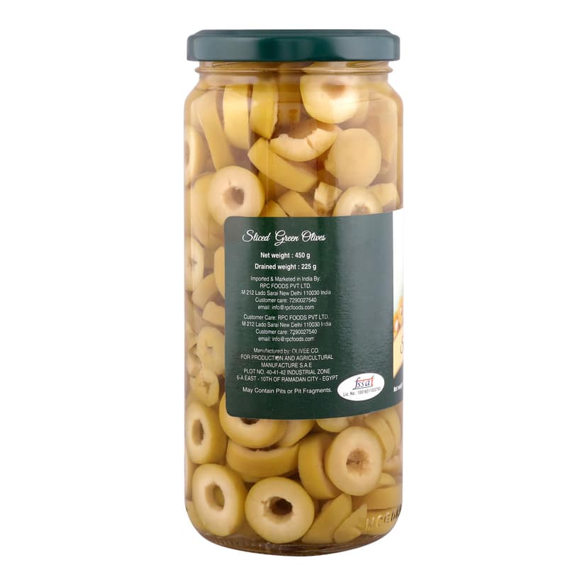 Luciana Sliced Green Olives in Brine, 450 g | Ready-to-Use Green Olive Slices view 2