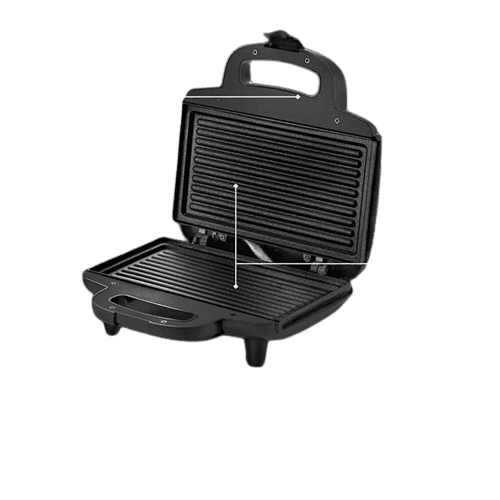 800 Watt Grill Sandwich Toaster with Fixed Grill Plates, Black view 2
