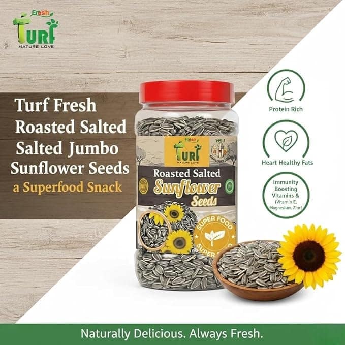 TURF FRESH - Roasted Salted Jumbo Sunflower Seeds,Surajmukhi Beej – The Ultimate Superfood Snack! A+ GRADE SEEDS Healthy Snacks view 2