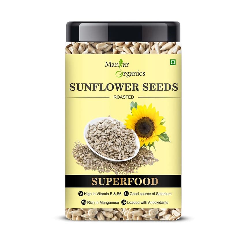 ManHar Organics Roasted Sunflower Seeds 450gm Jar for Eating -AAA Grade |Protein and Fiber Rich Superfood