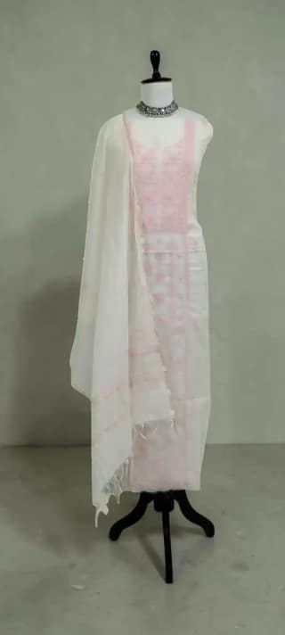 Hand-Embroidered Lucknow Chikankari Mul Cotton Unstitched Dress Material