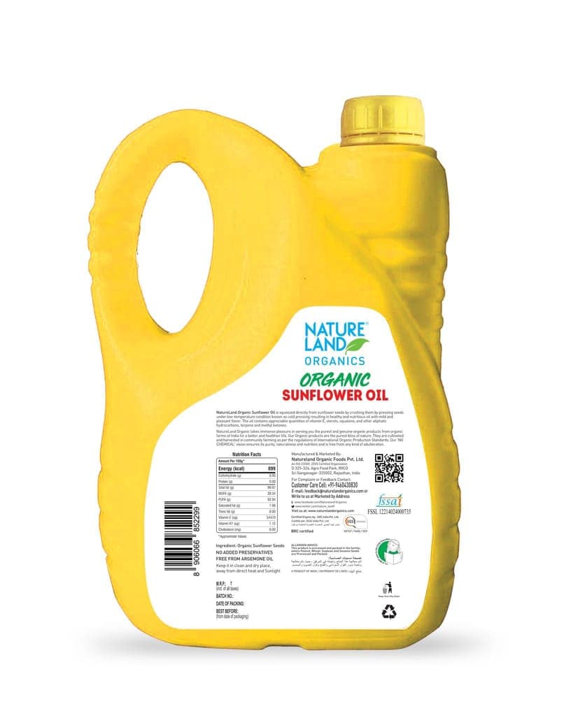 Natureland organics Sunflower oil 5 ltr view 2