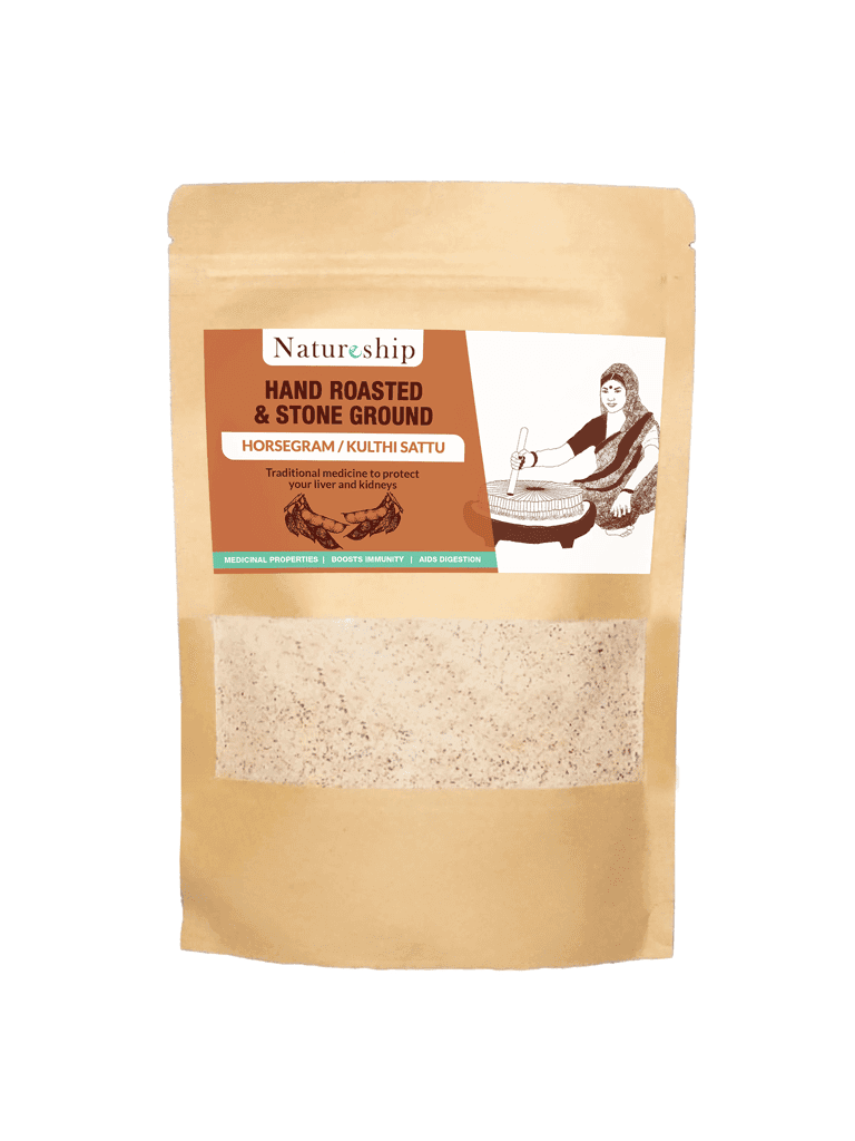Natureship - Hand roasted and stone ground, Kulthi Sattu, 500 grams.