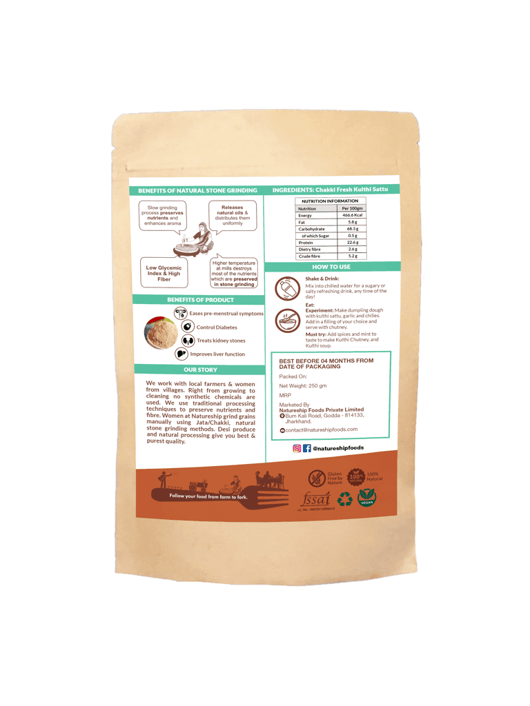 Natureship - Hand roasted and stone ground, Kulthi Sattu, 500 grams. view 2