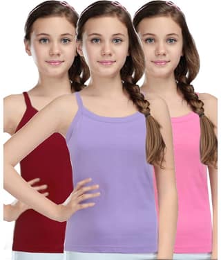 Inner Element Pack of 3 Girls Cotton Camisoles ( Maroon,Pink,Purple )