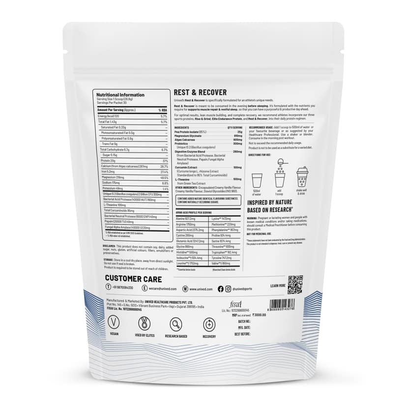 Unived Rest and Recovery Protein for Stress and Immunity Vanilla Bean view 2