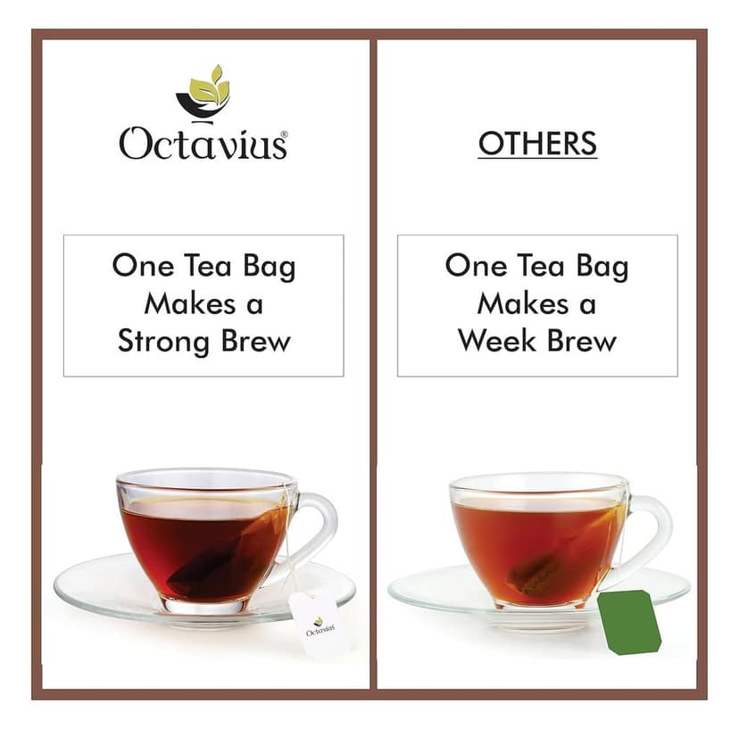 Octavius Classic Assam Black Tea – 100 Teabags (2g Each) | Strong Tea | Kadak Chai | 1 Teabag Makes 2 Cups | English Breakfast Tea | Refreshing Morning Tea | 100 Pieces view 2