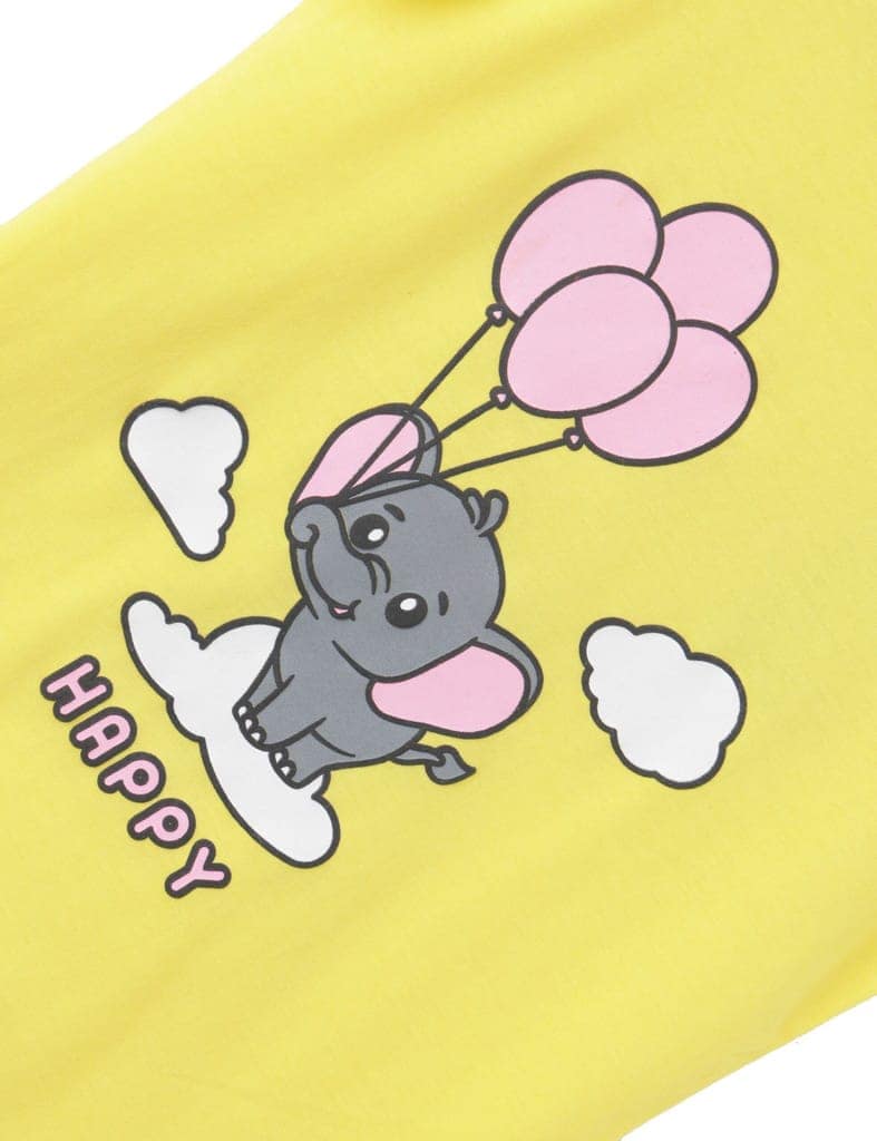 Girls T shirt Cotton Blazing Yellow Happy Baby Elephant view 2