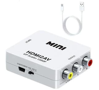 Mini HDMI to AV ,HDMI to RCA, 1080P CVBS AV Composite Video Audio Converter Adapter Media Streaming Device Supports PAL/NTSC for PC Laptop HDTV DVD