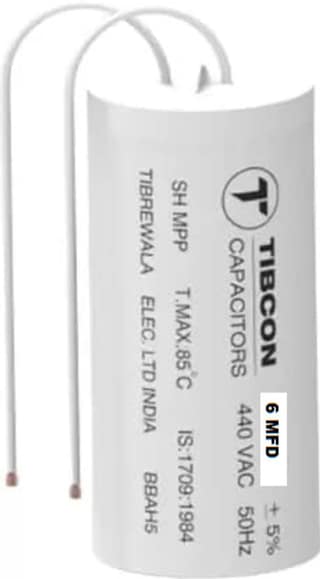 Tibcon Capacitor 6 MFD 440V for Ceiling Fan & Cooler Motor | Heavy Duty 1 pcs