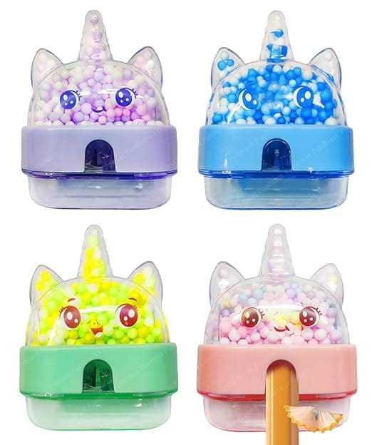 Kawaii Unicorn Pencil Sharpener for Kids, Creative Stationery Supplies, Party Favors, 4 Colors