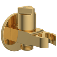 AC-GG-34 Wall Outlet With Wall Flange & Shower Hook & Shutoff Valve (Glossy Gold)