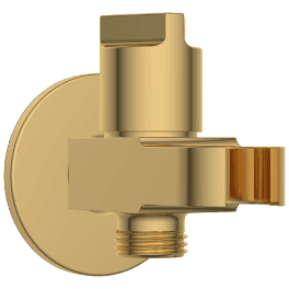 AC-GG-34 Wall Outlet With Wall Flange & Shower Hook & Shutoff Valve (Glossy Gold) view 2