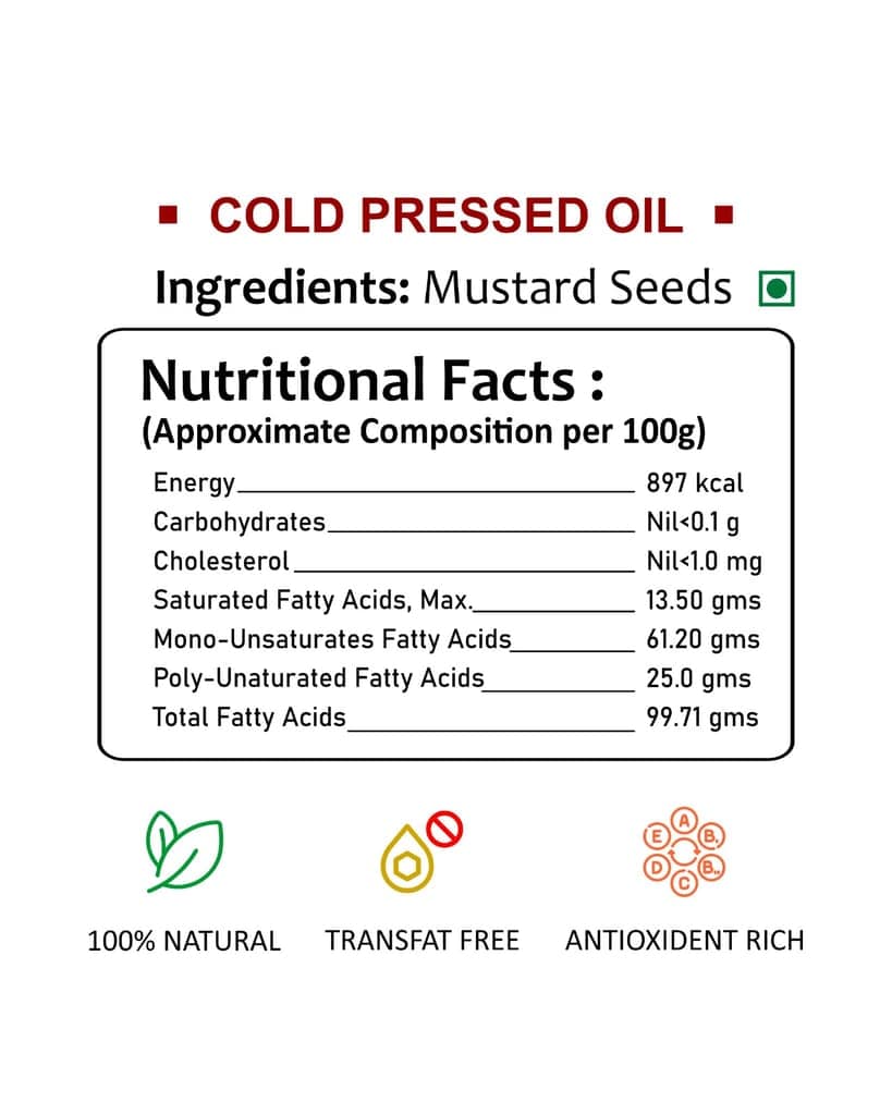 Cold Pressed Mustard Oil - 1L | Natureu | Antioxidant Rich | Transfat Free | 100% Natural view 2