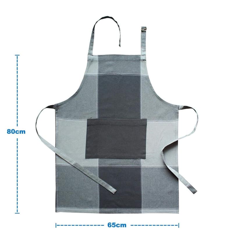 AIRWILL Cotton Checkered Design Grey Color Apron (Pack of 1pc) view 2