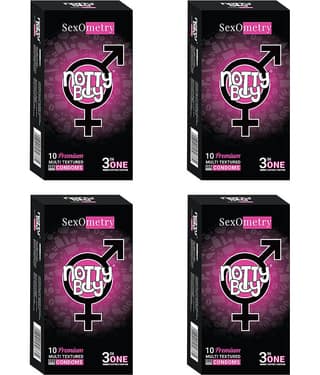 NottyBoy 3-IN-One MultiTextured Dotted Ribbed Contoured Condoms - 40 Units