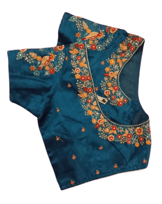 Peacock and Floral Embroidered Blouse