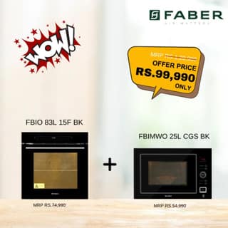 Faber Deals Combo Built - in - Oven (FBIO 83L 15F BK) & Built - in - Microwave (FBIMWO 25L CGS BK)