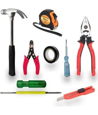 Aldeco Hand Tool Kit- Claw Hammer, Measuring Tape, Wire Cutter, Tape, Tester, Plier, 2in1 Screw Driver & Blade Cutter. Combination Hand Tools For Domestic & Industrial Purpose.