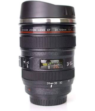 Takdir Enterprise Camera Lens Coffee Mug | Steel Insulated Travel Mug, Thermos ( 400 ML , Black )