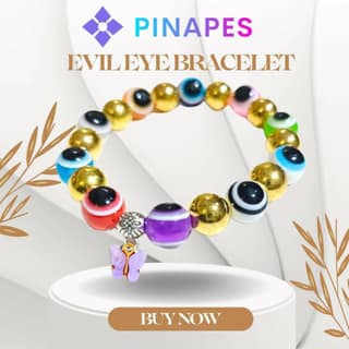 Pinapes Butterfly Beads and Evil Eye Charm Bracelet A Must-Have for Fashionable and Superstitious Women with Violet Butterfly (Multi Color)
