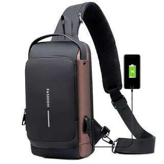 Anti Theft Waterproof Men & Women Sling Cross Body Chest Bag With USB Charging Port & Password Lock For Travel | Hiking | Jogging | Gym | Picnic & Daily Use,
