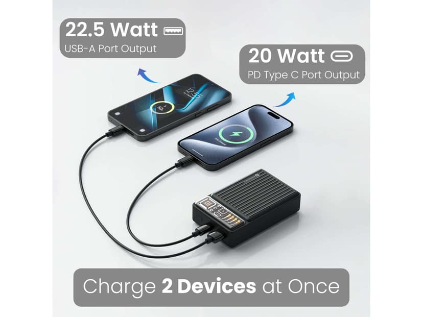 Portronics Luxcell Wireless Mini 20K 15W Wireless Output, 20W Type C Output, LED Indicator, Dual Output view 2