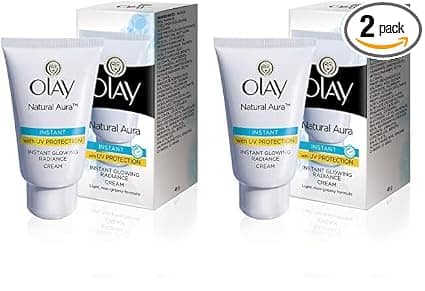 Olay Natural Aura Cream| Vitamin B3, Pro B5, E With UV Protection| 40 Gm (Pack Of 2) Olay Natural Aura Cream| Vitamin B3, Pro B5, E With UV Protection| 40 Gm (Pack Of 2) - Red / 40 g (Pack of 2)