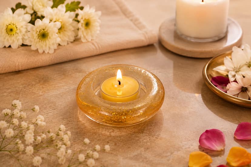 Round Tea Light Candle Holder for Home Décor and Festive Use view 2