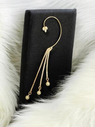 Blush Bloom Ear Cuff - Pearl Tassle - By Dia Art Jewels