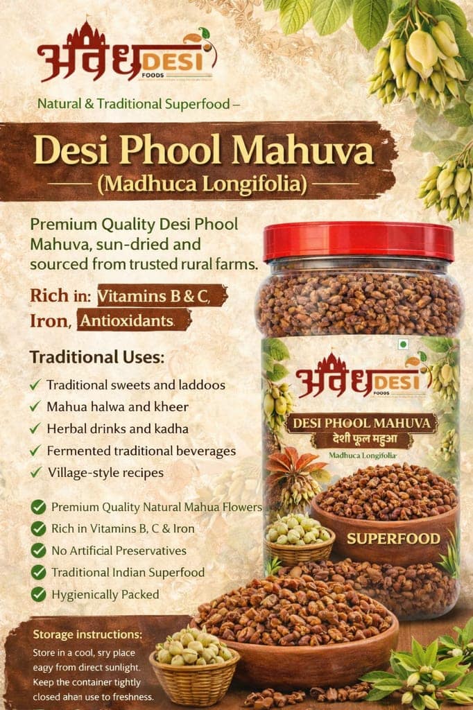 AVADH DESI FOODS - Desi Phool Mahuva (Madhuca Longifolia) – Natural & Traditional Superfood | Sun Dried Mahua Flower| Superfood Rich in Antioxidants, Iron and Fiber view 2