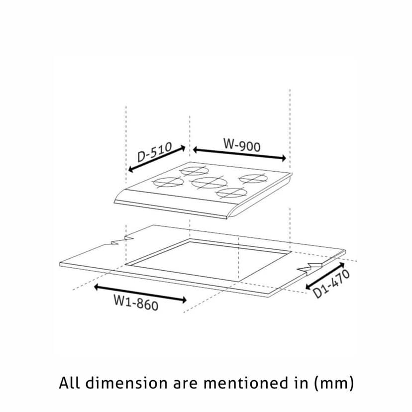 5 Burner Built-in Hob Triple Ring Double Ring Forged Brass Burner Flame Failure Device Auto Ign (1095 SQDBTRFFD) view 2